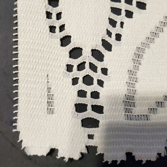 1 Off White Battenburg Lace Valance Scalloped Victorian 60"L X 17.5"H Pocket Rod - Picture 7 of 8